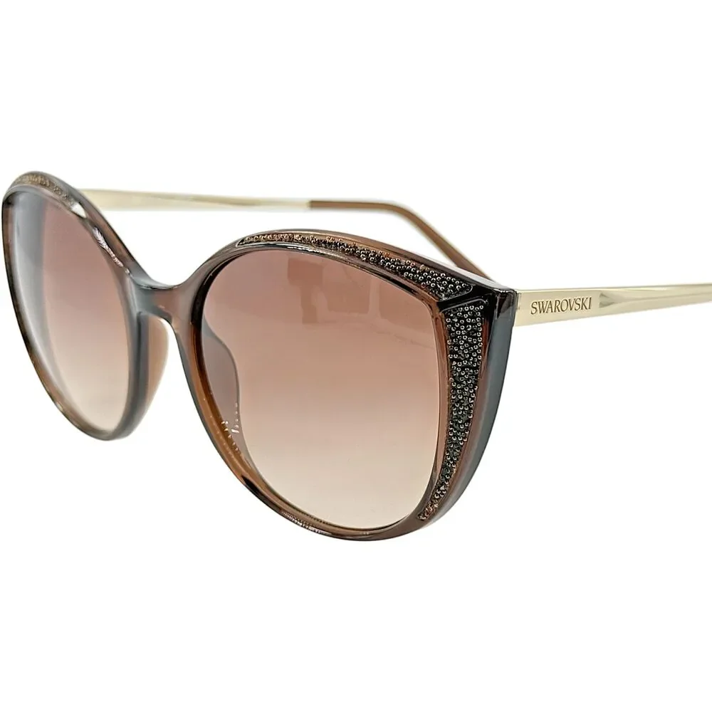 Swarovski SK0168 Womens Plastic Sunglass 45F Shiny Light Brown 55-19 Brown Grad - Picture 2 of 5